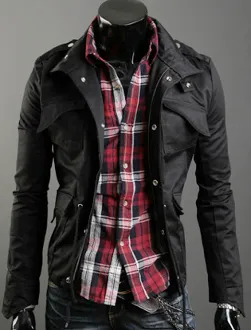 Mens Stand Up Collar Short Parka