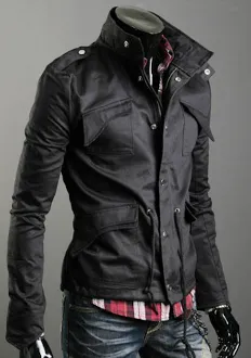 Mens Stand Up Collar Short Parka