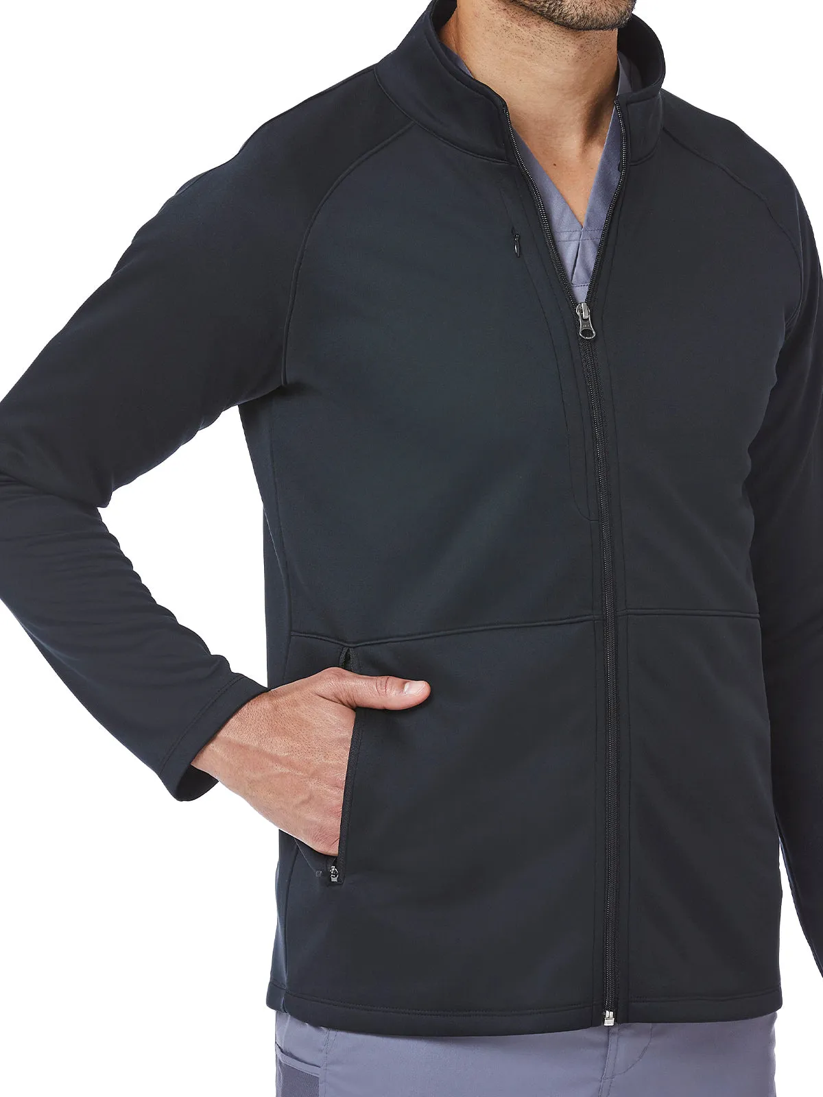 Men's Three-Pocket Bonded Fleece Jacket - 3814 - Black