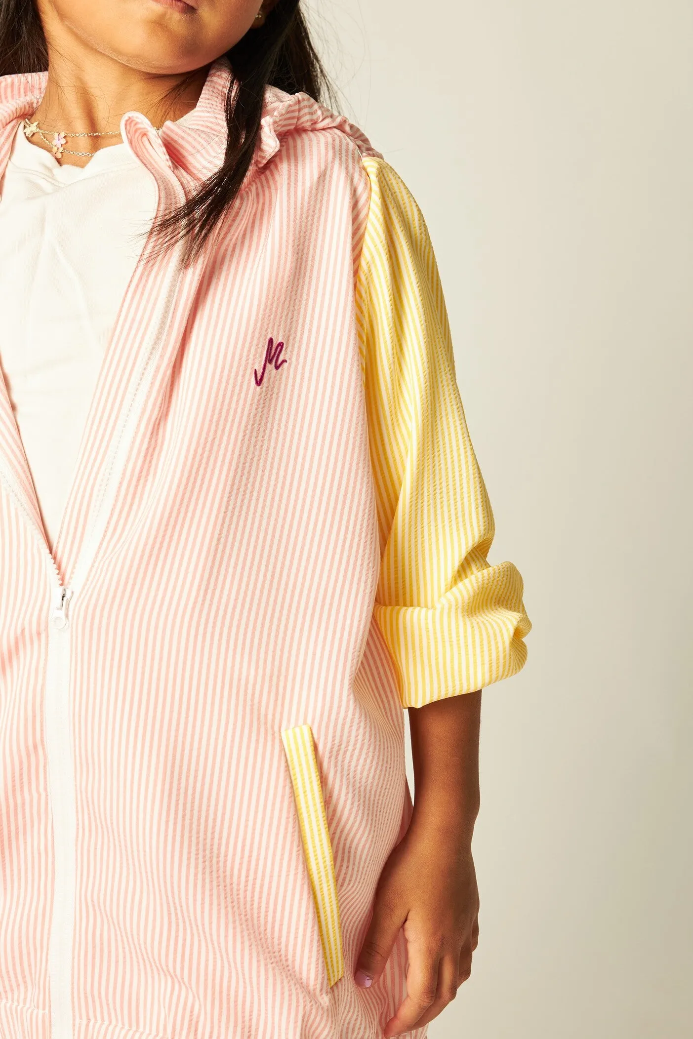 Mini Pink Striped Parka