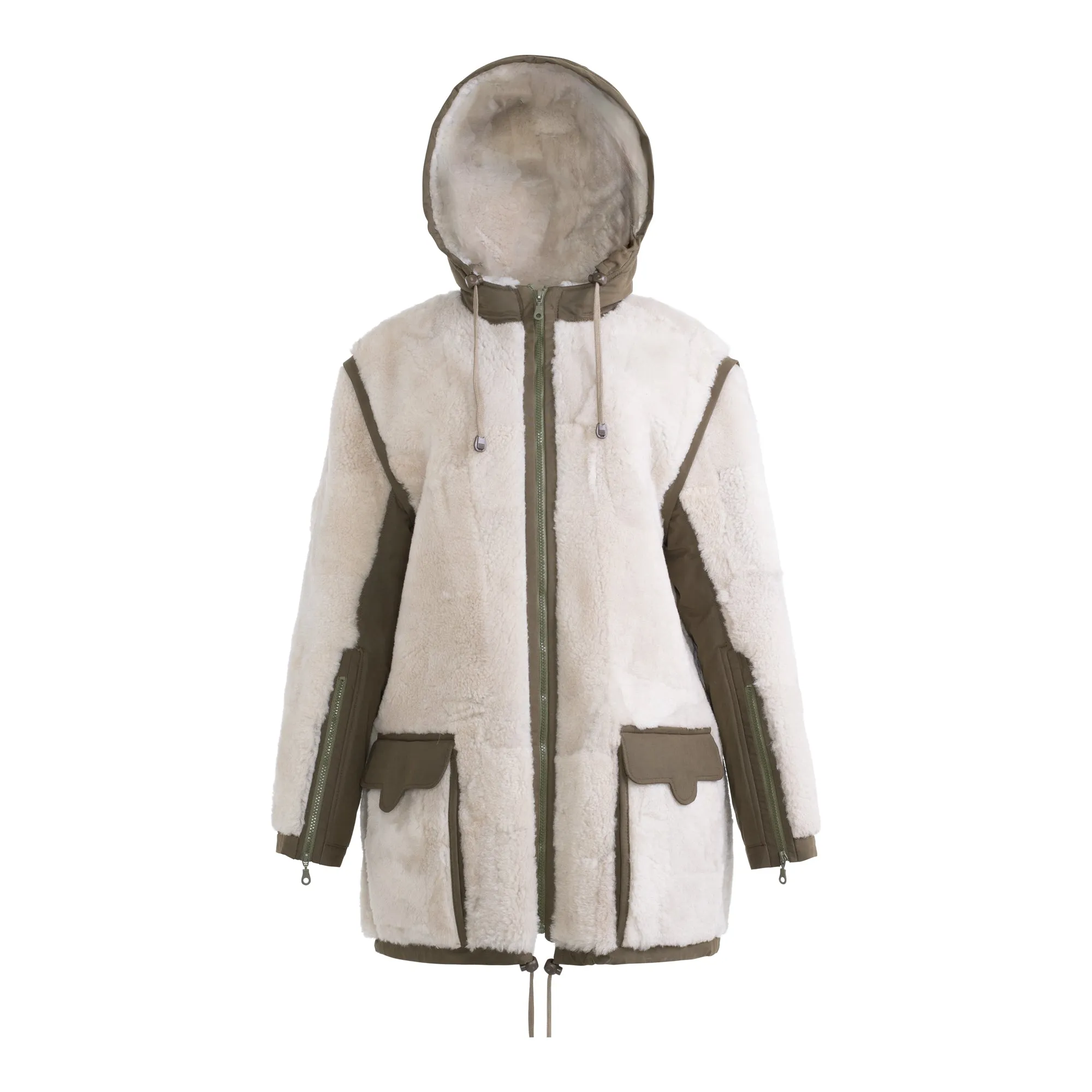 Mona Shearling Parka Jacket - convertible to Vest