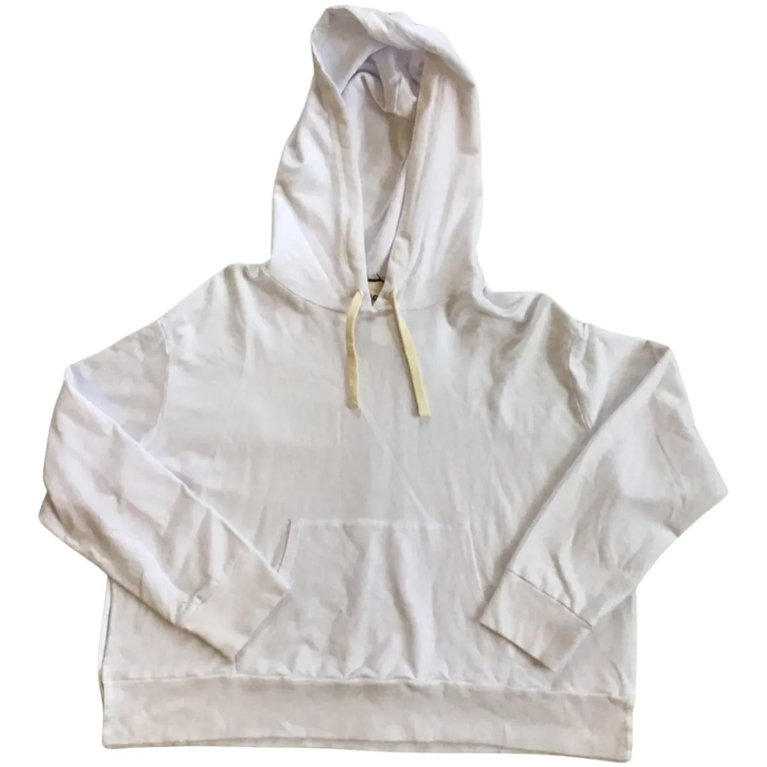 MONROW Off-White/Light Pink Reversed College Pullover Hoodie Size M NWT