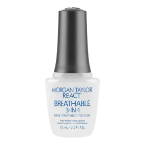 Morgan Taylor Nail Polish - REACT Breathable, 3-in-1 Base Coat, Treatment, Top Coat 0.5oz #3413000