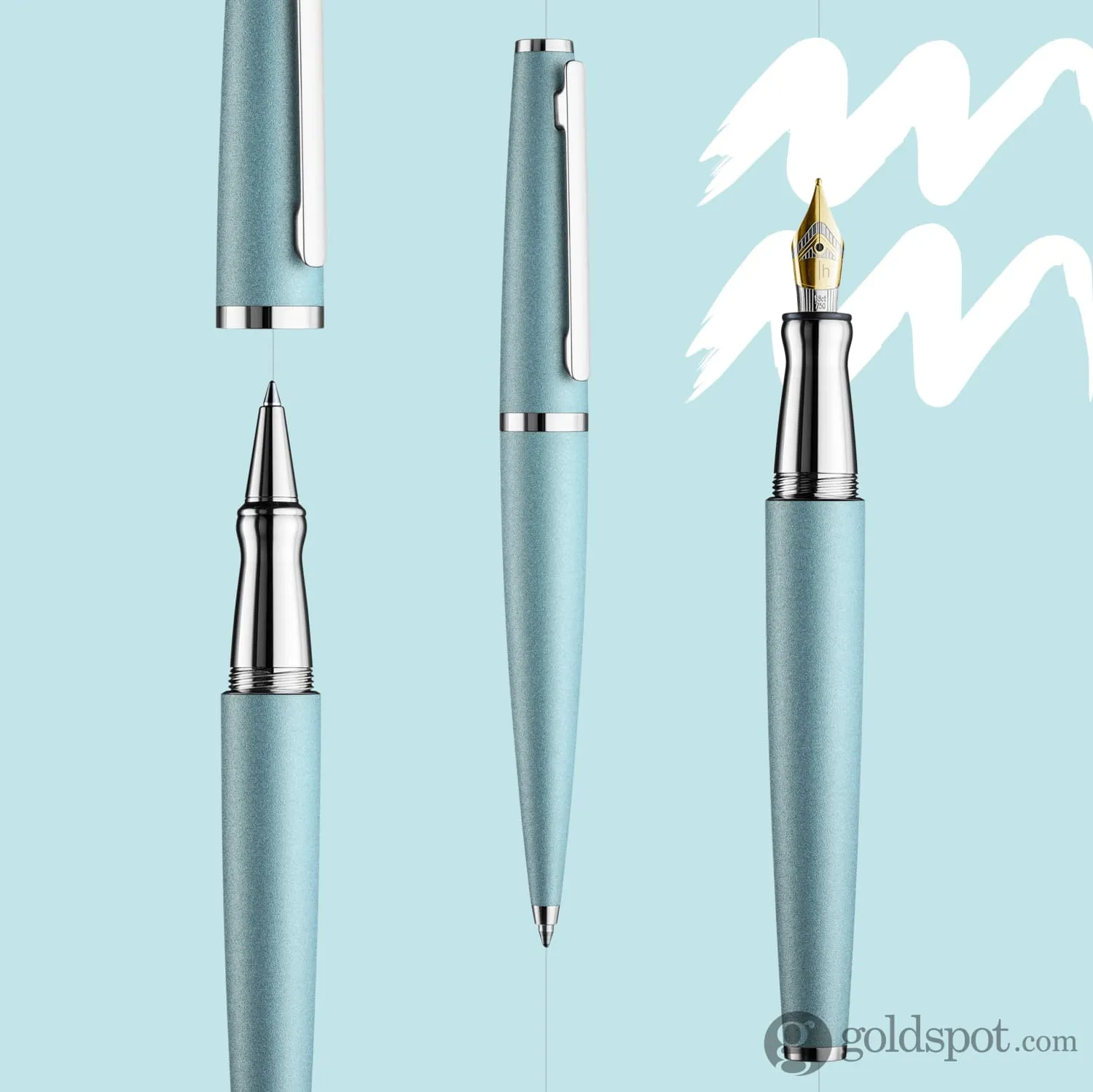 Otto Hutt Design 06 Rollerball Pen in Arctic Blue Matte with Platinum Trim