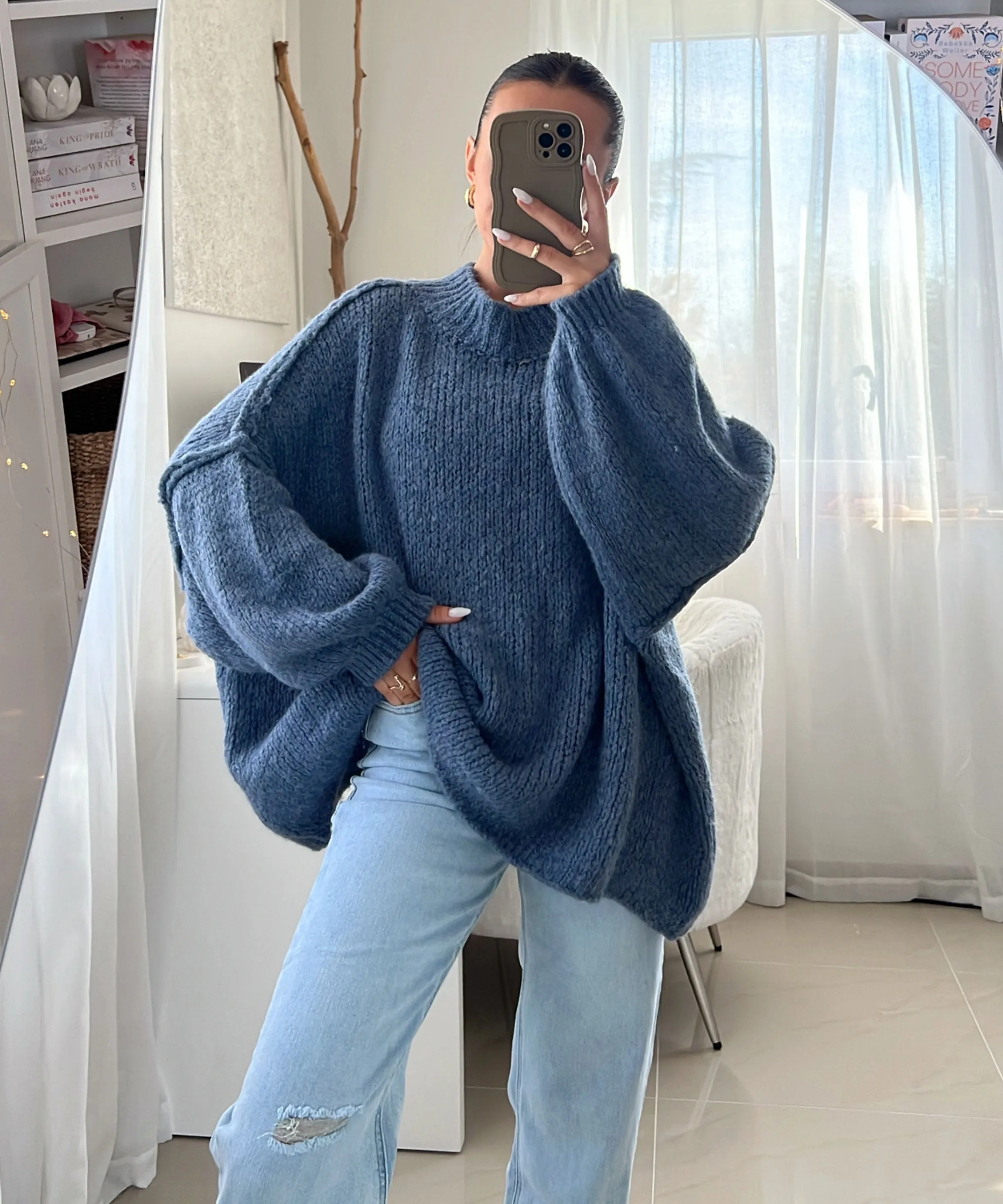 Oversize Pullover Nata Jeansblau