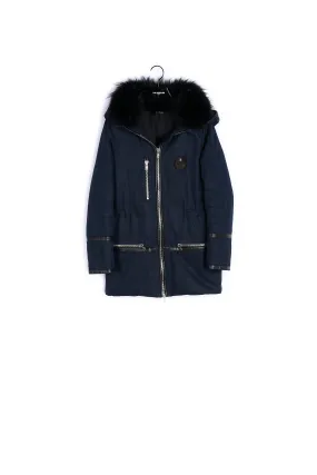 Parka bleue à capuche