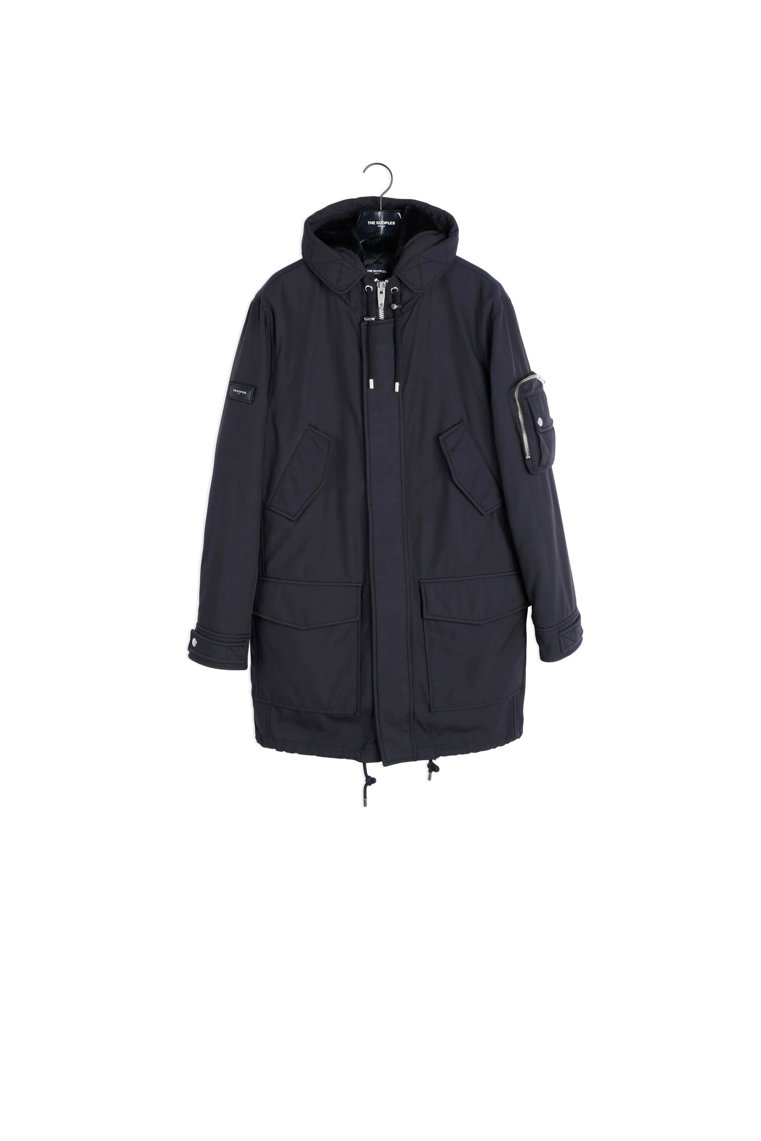 Parka longue noire à capuche polaire