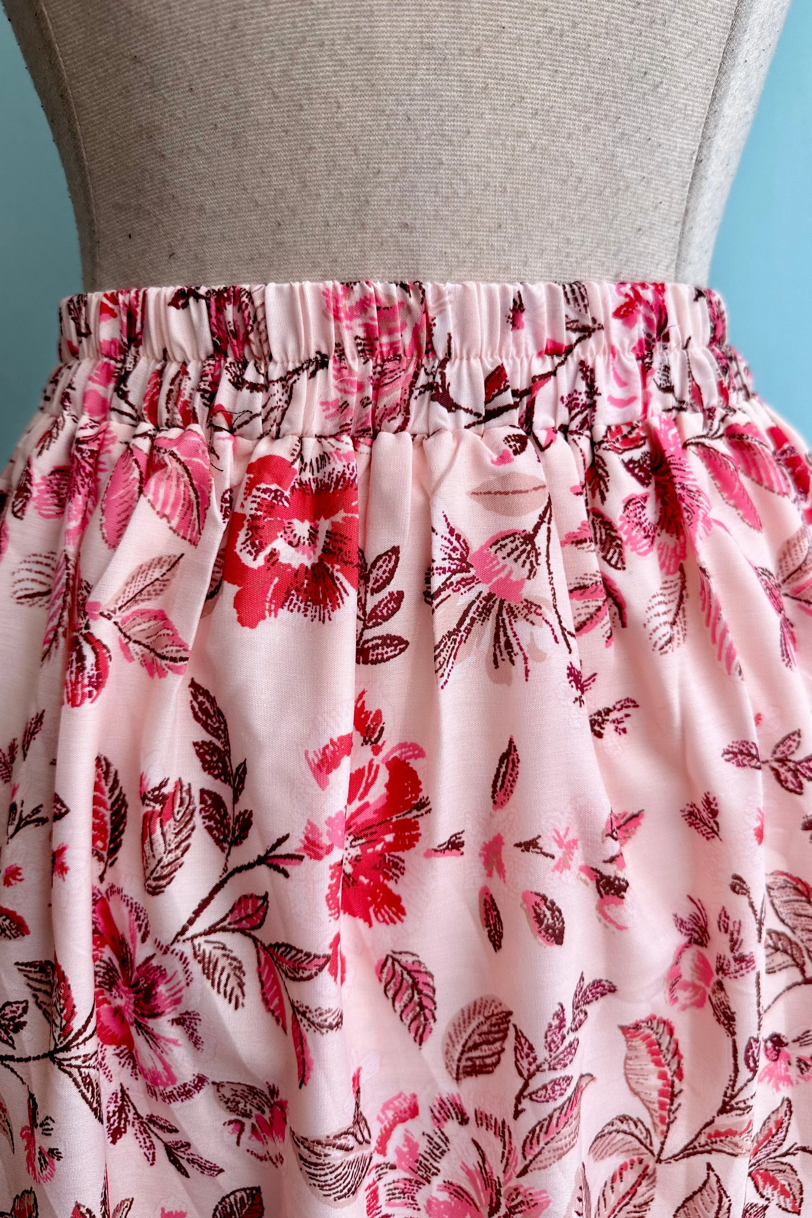 Peach Floral Midi Skirt