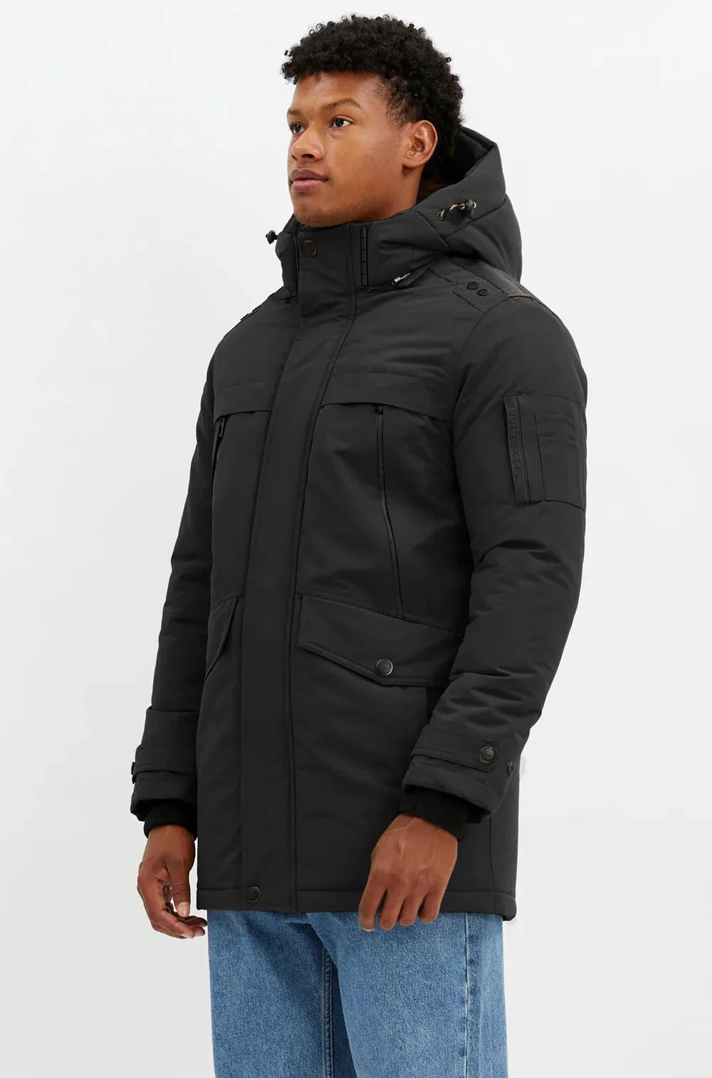 Point Zero Mens RODGERS Taslan Long Parka-Black