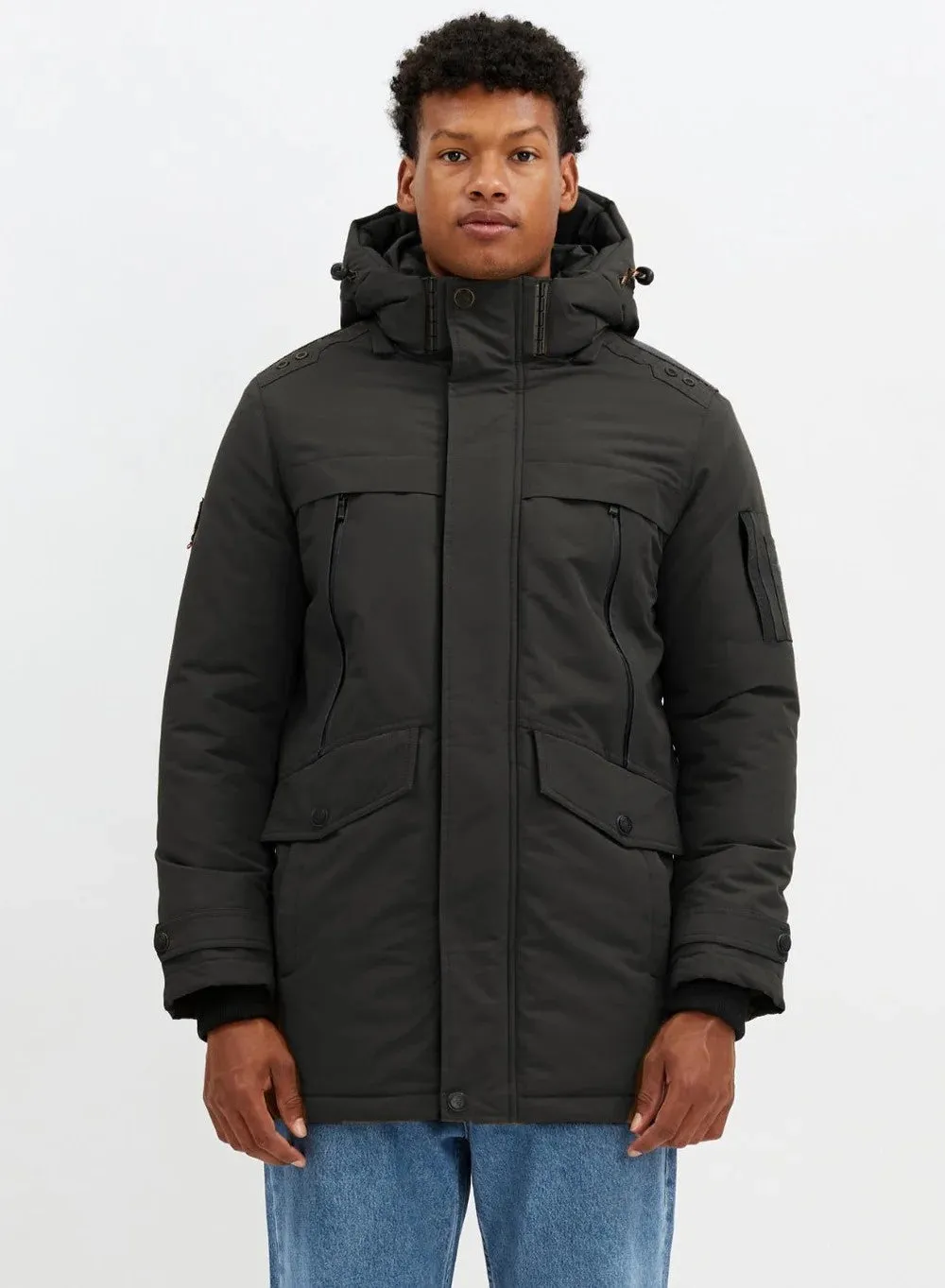 Point Zero Mens RODGERS Taslan Long Parka-Black
