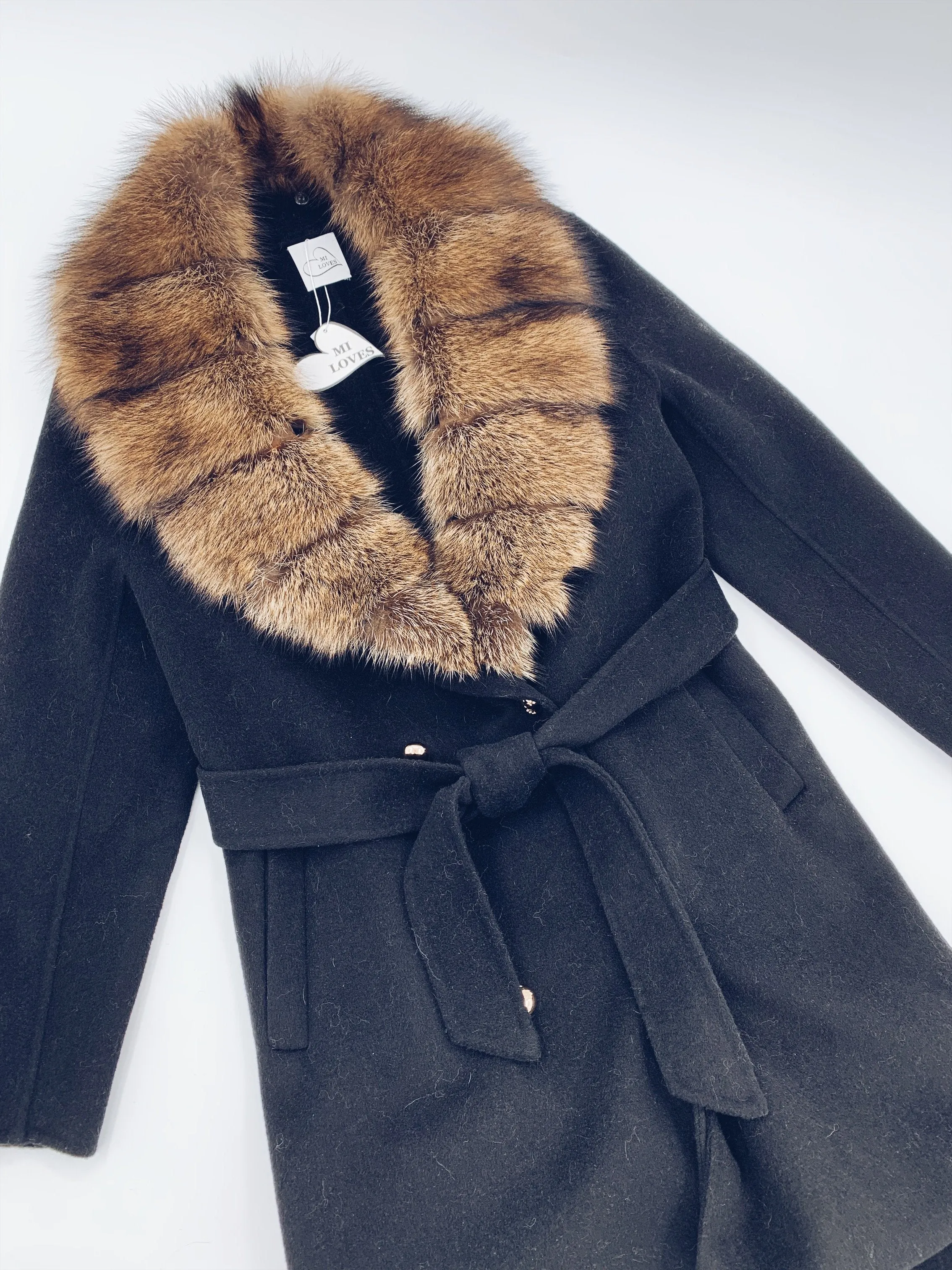 Pre-Order (Delivery in 3 weeks)Adult Cashmere coat with Luxurious Mink fur Collar,Part of MI LOVES ELITE COLLECTION