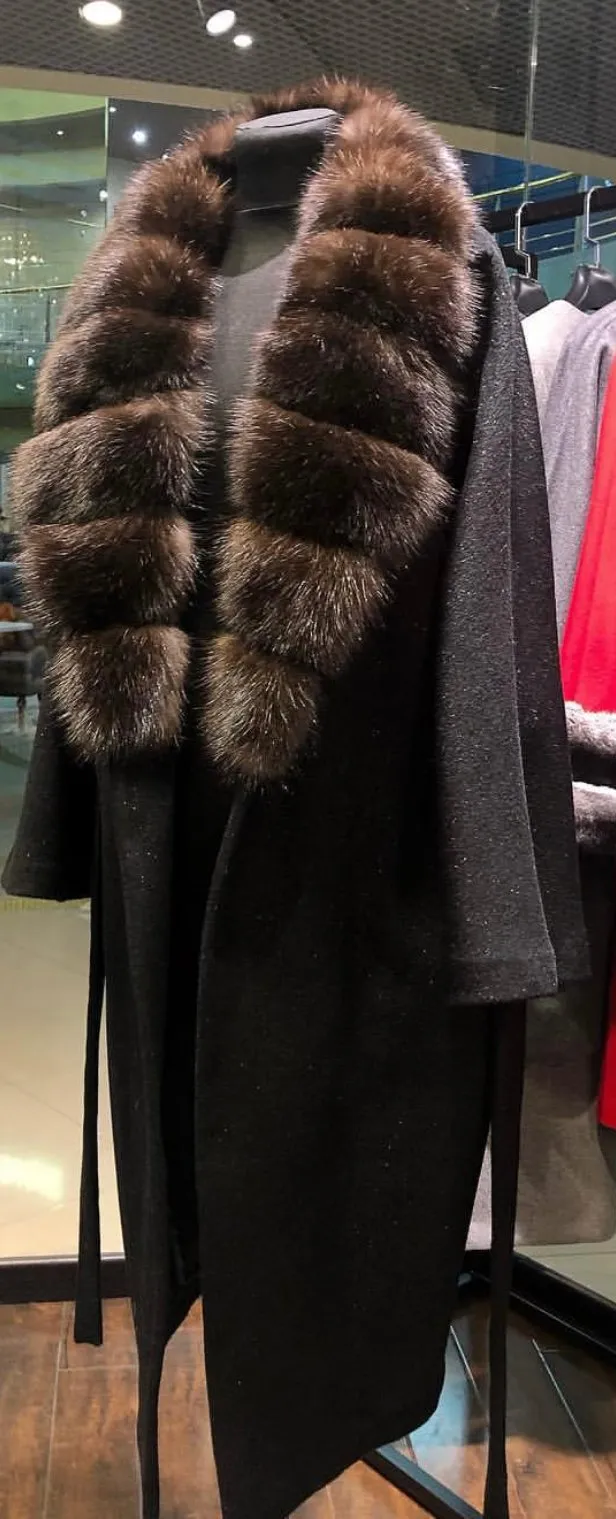 Pre-Order (Delivery in 3 weeks)Adult Cashmere coat with Luxurious Mink fur Collar,Part of MI LOVES ELITE COLLECTION