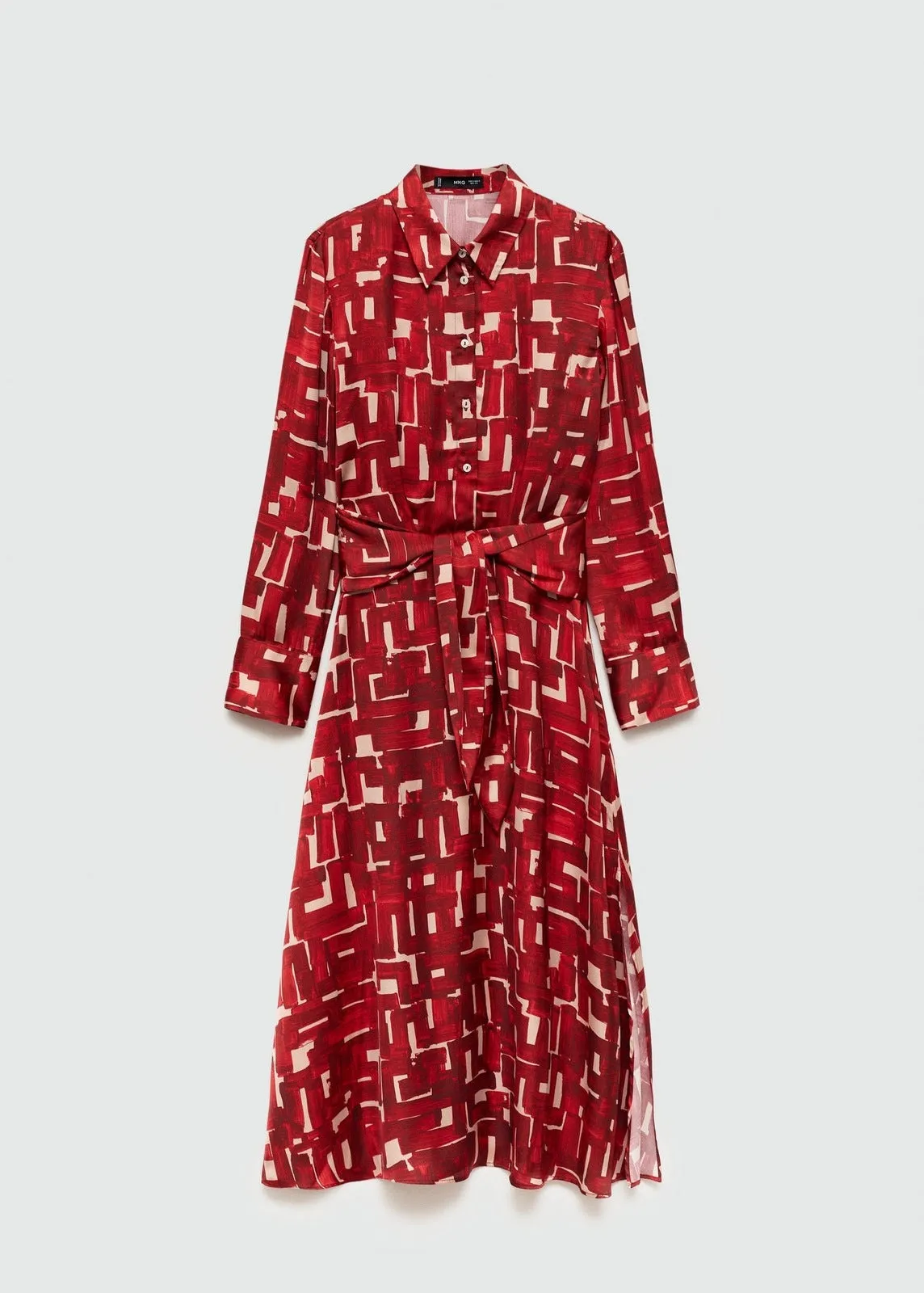 Printed shirt dress - Dark Red