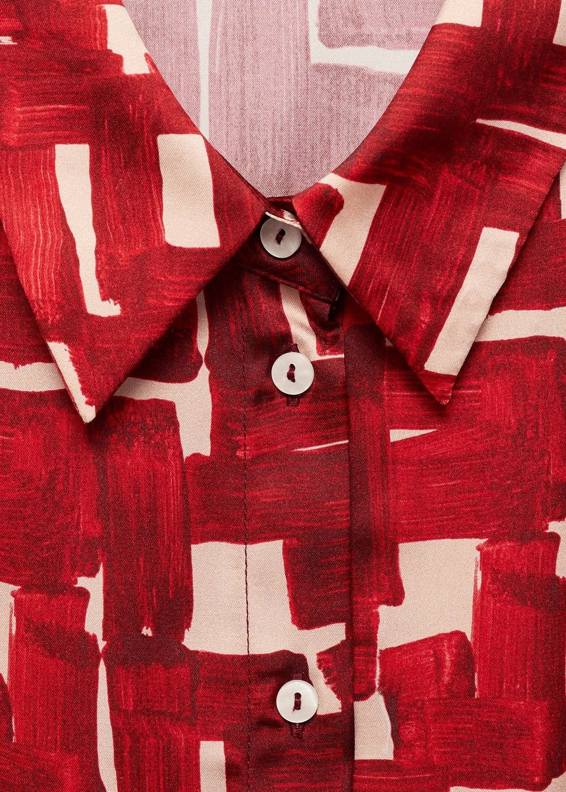 Printed shirt dress - Dark Red