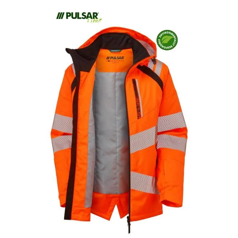 PULSAR Life Insulated Hi Vis Waterproof Parka Jacket Rail Spec LFE919