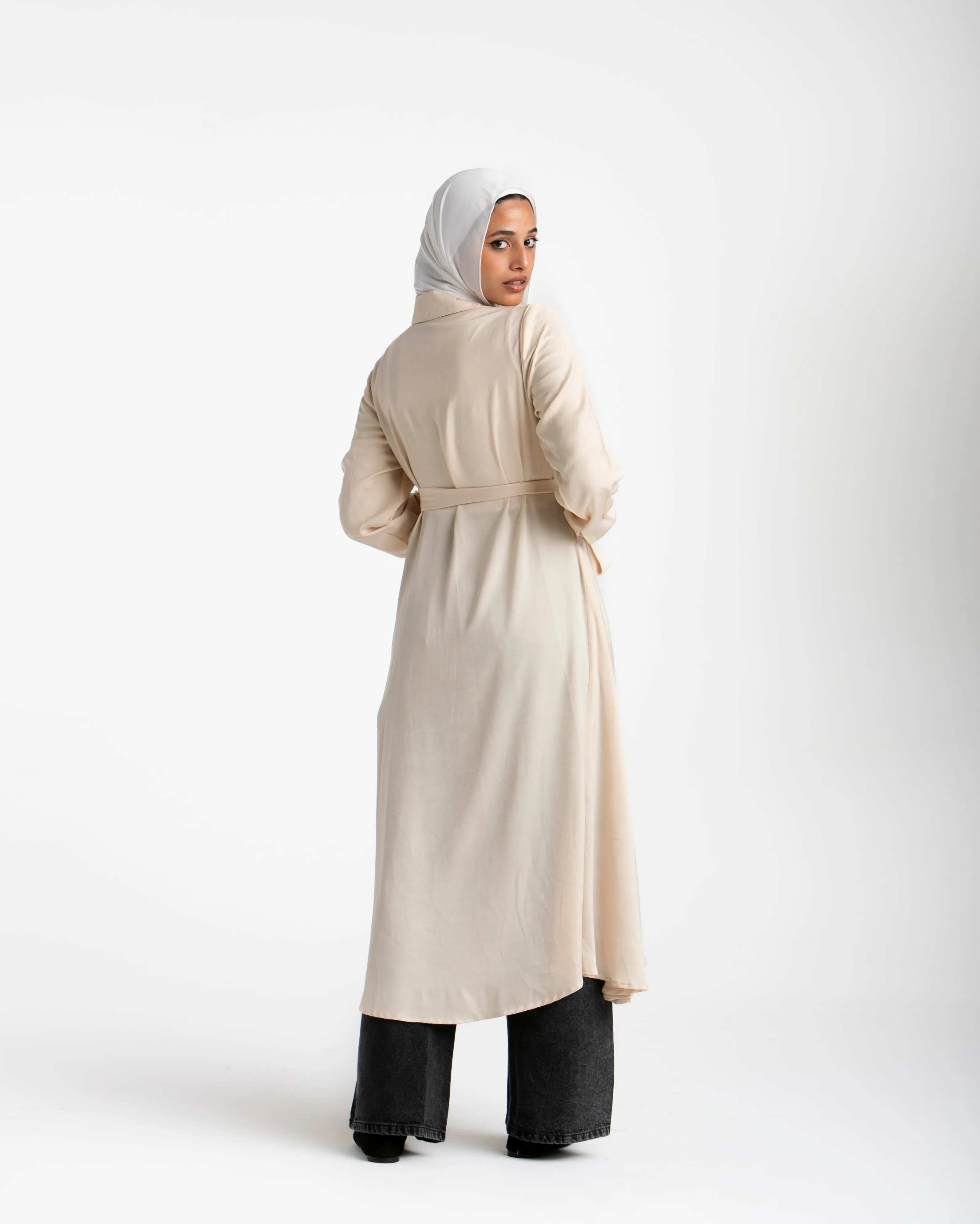 Shirt Dress With Front Buttons Beige