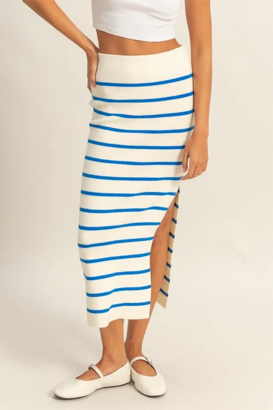 Striped High Waist Bodycon Sweater Skirt