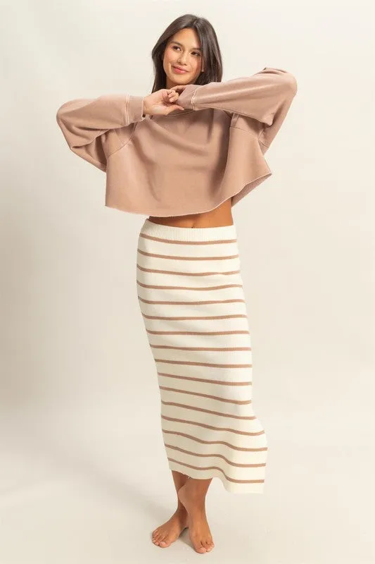 Striped High Waist Bodycon Sweater Skirt