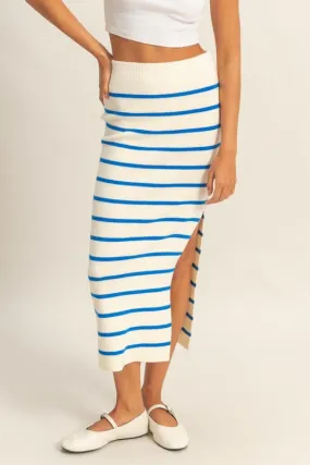 Striped High Waist Bodycon Sweater Skirt