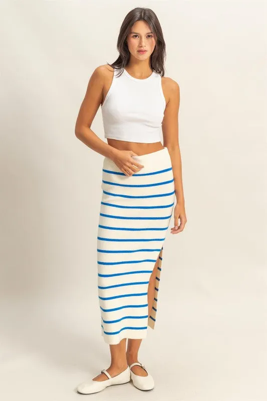 Striped High Waist Bodycon Sweater Skirt