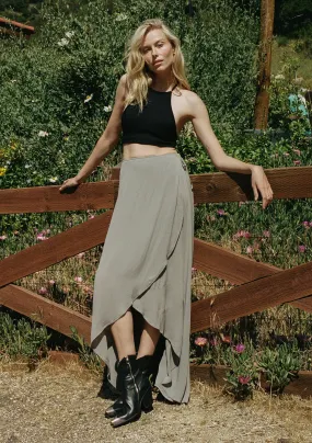 Summer Solid Wrap Maxi Skirt