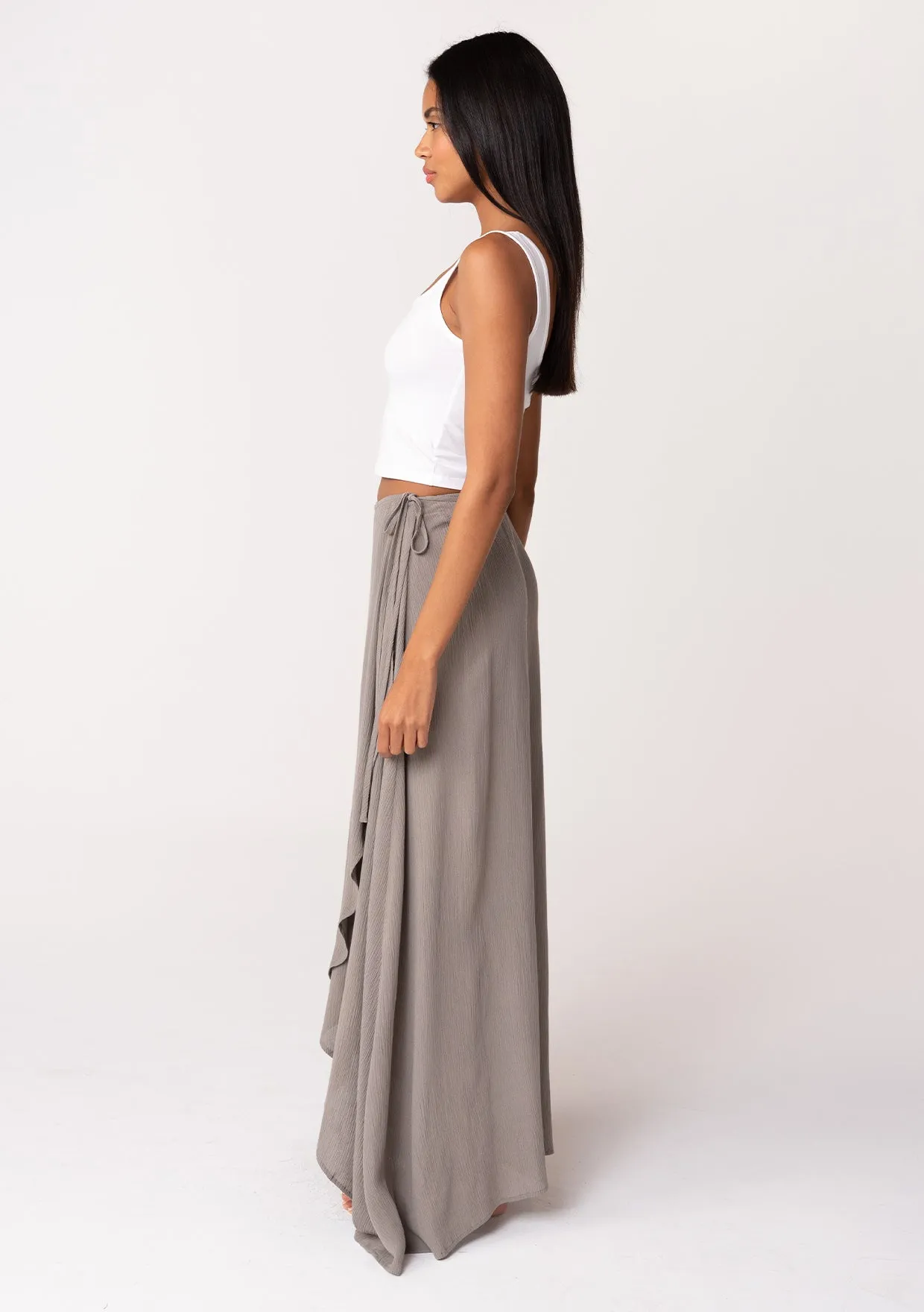 Summer Solid Wrap Maxi Skirt