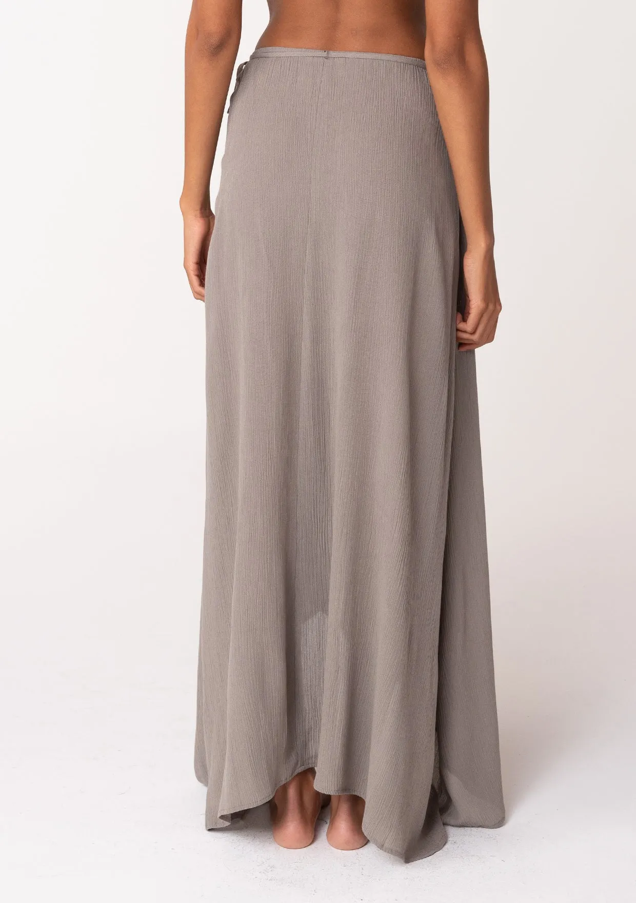 Summer Solid Wrap Maxi Skirt