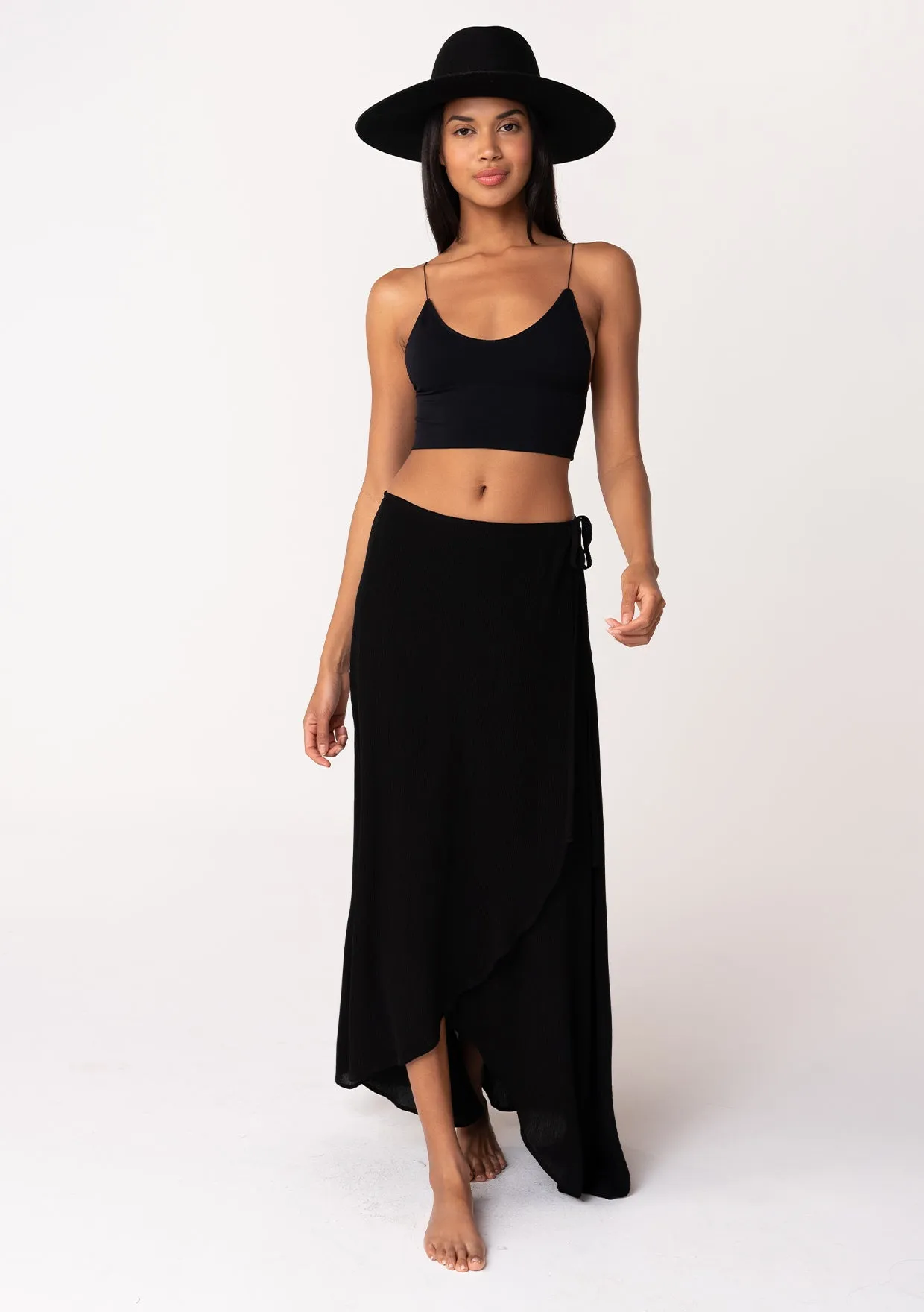 Summer Solid Wrap Maxi Skirt