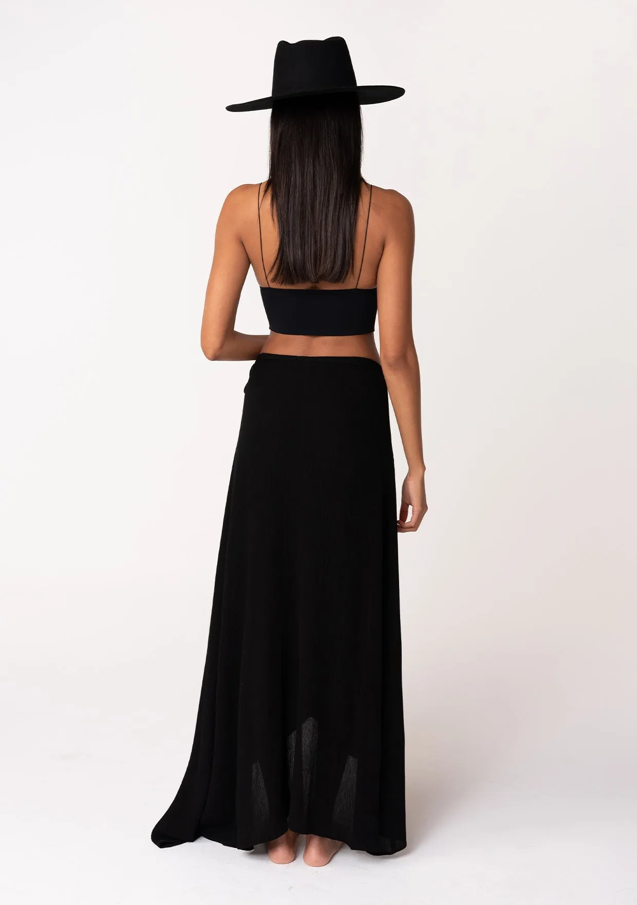 Summer Solid Wrap Maxi Skirt