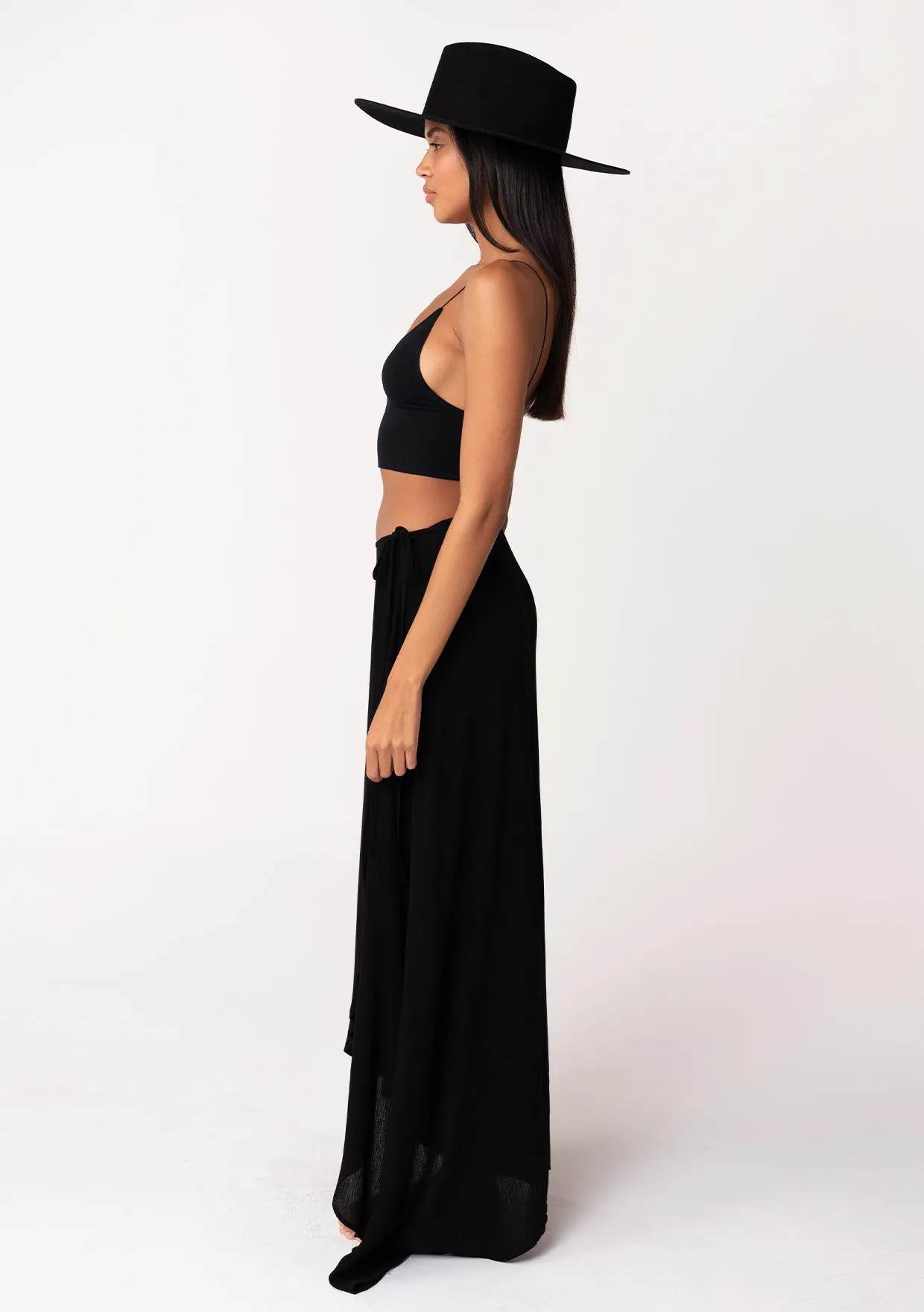 Summer Solid Wrap Maxi Skirt