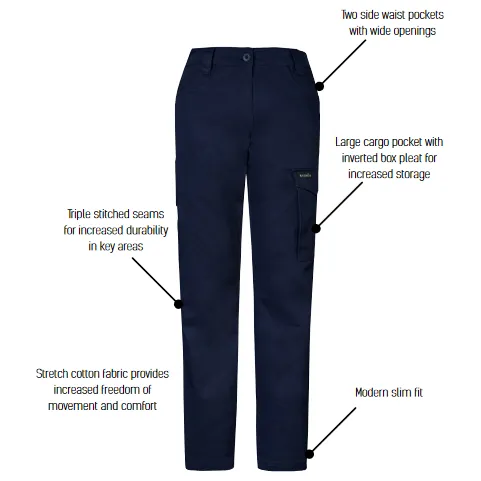 Syzmik Womens Essential Basic Stretch Cargo Pant (ZP730)