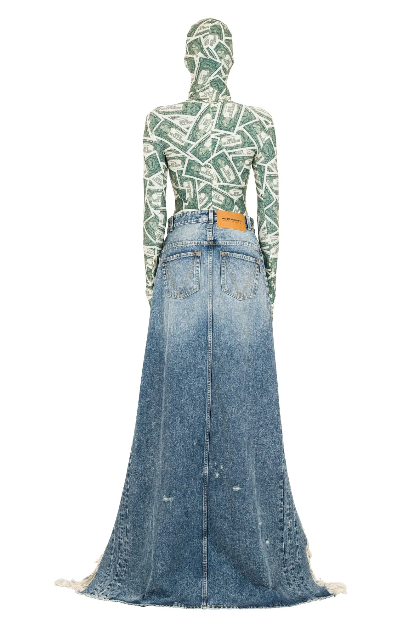 Vetements Destroyed Denim Maxi Skirt in Light Blue