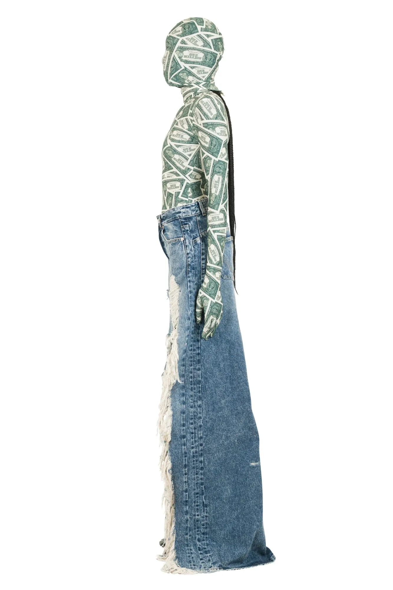 Vetements Destroyed Denim Maxi Skirt in Light Blue