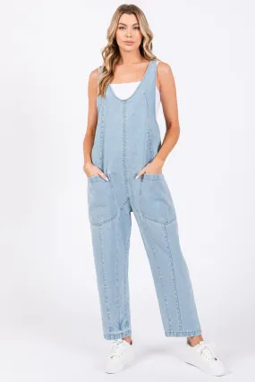Washed Denim Overalls