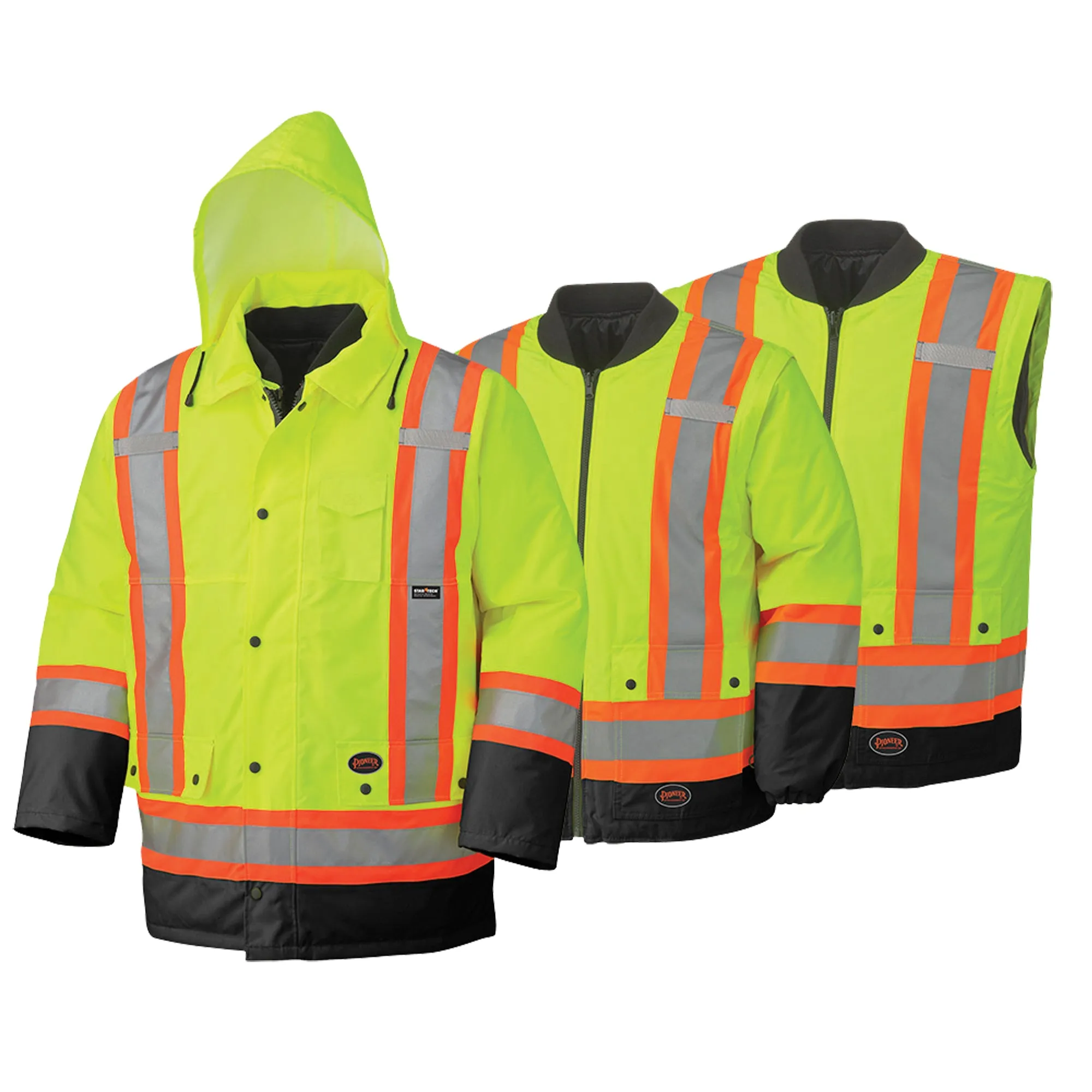 Waterproof 6-in-1 Safety Parka, High Visibility Lime-Yellow, X-Large