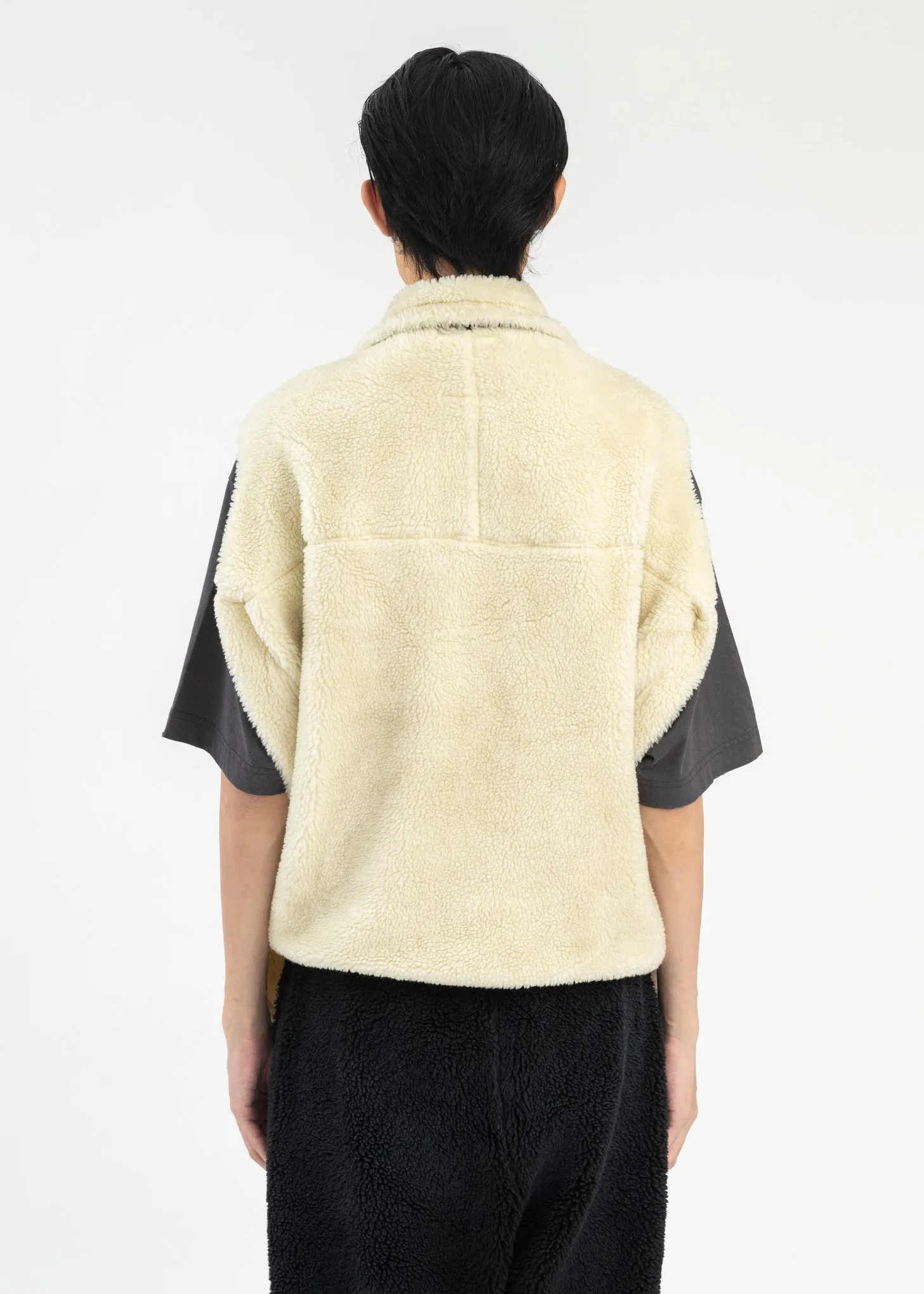 White Hollowed-Out Boa Vest