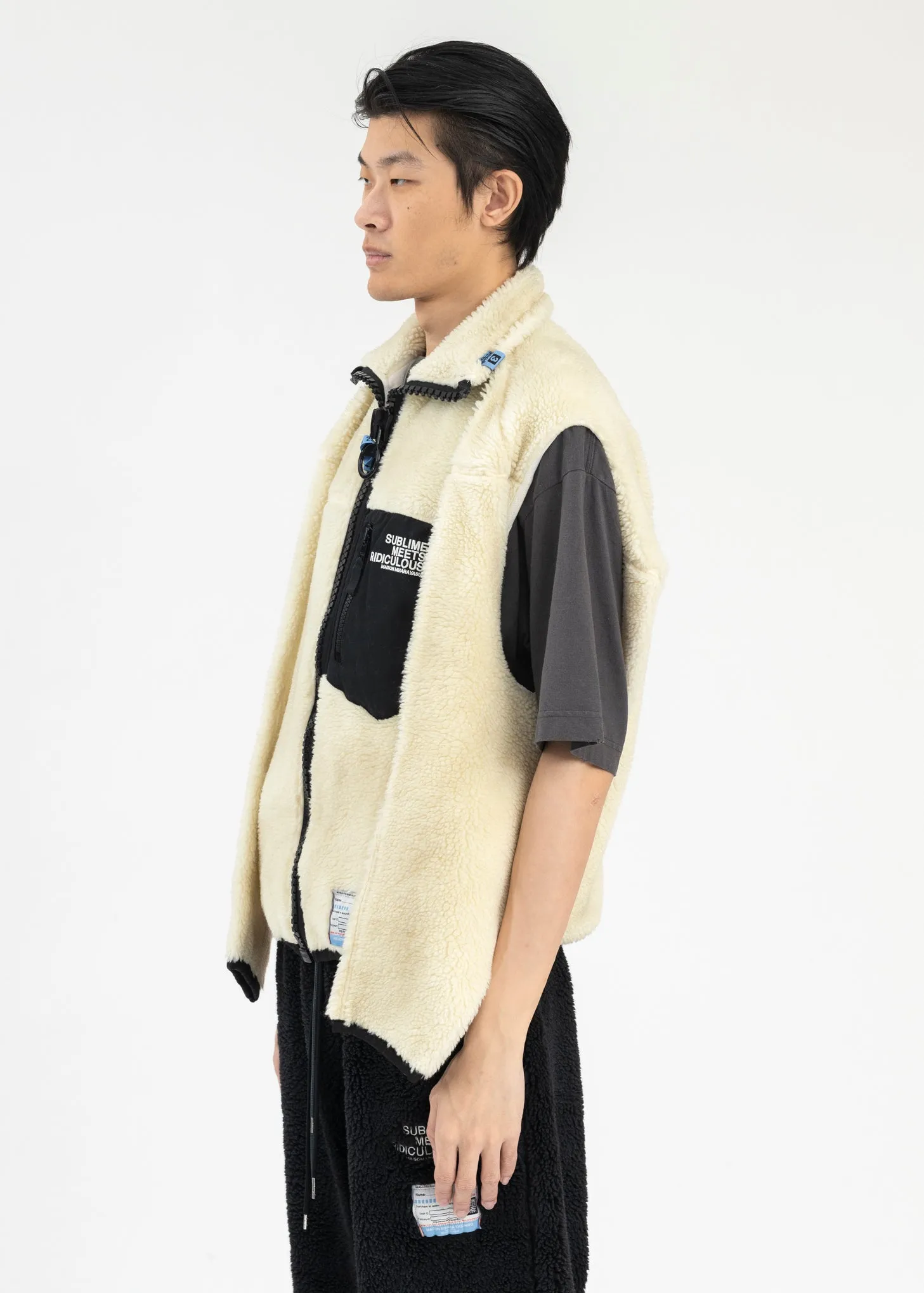 White Hollowed-Out Boa Vest