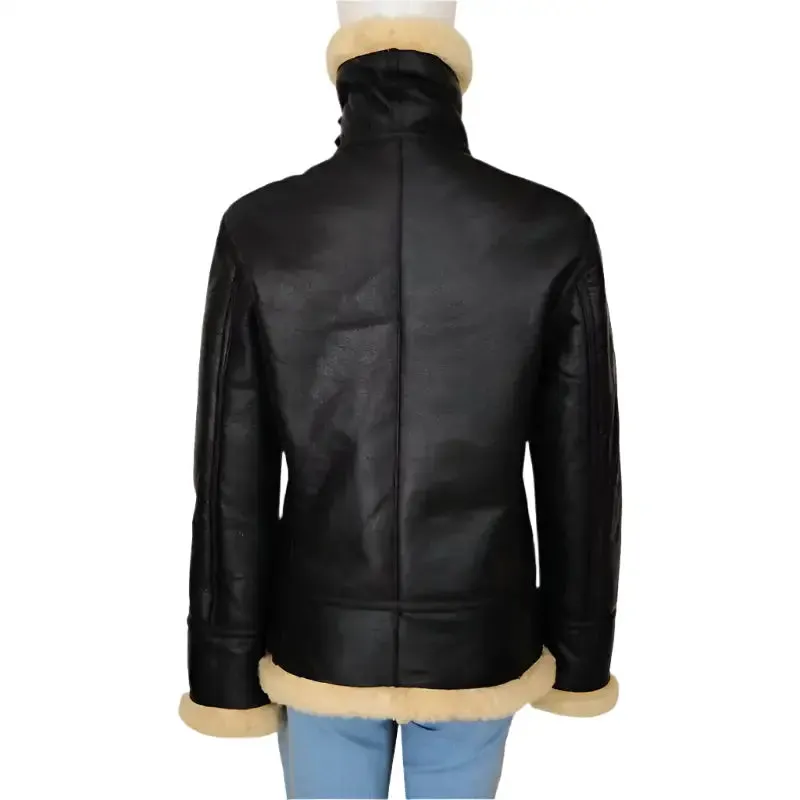 Women's Black Shearling B3 Bomber Jacket - Stylish & Warm