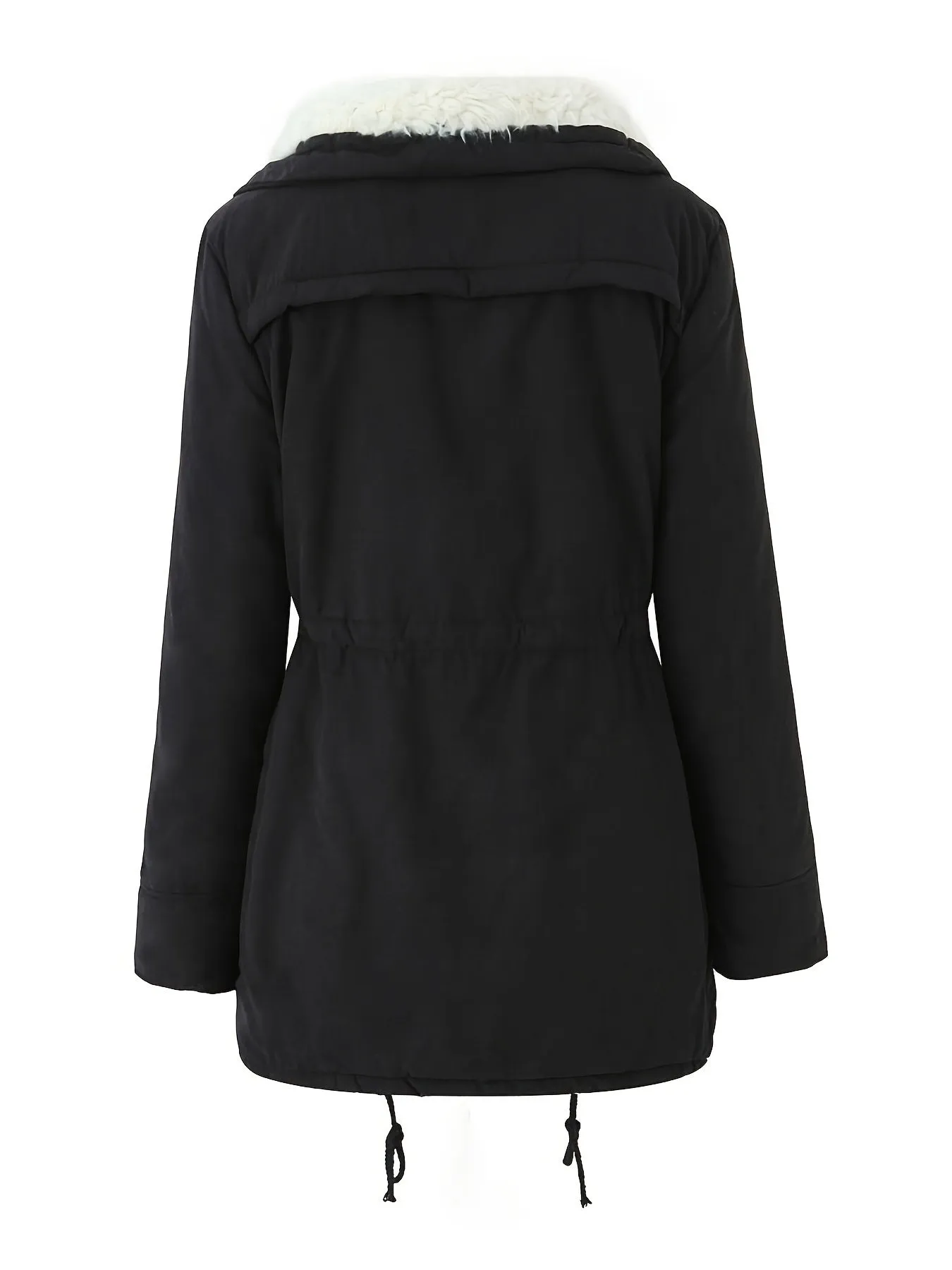 Women's Casual Midi Parka Coat, Drawstring, Winter Jacket with Pockets