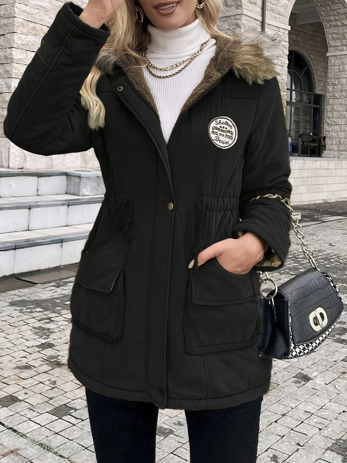 Women's Long Parka Jacket, Warm with Pockets