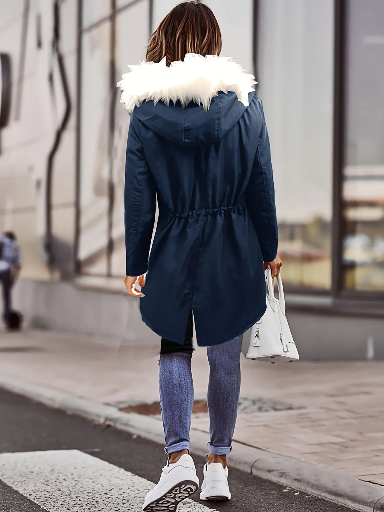 Women's Winter Parka Coat, Faux Fur Hood, Waterproof, Casual with Pockets