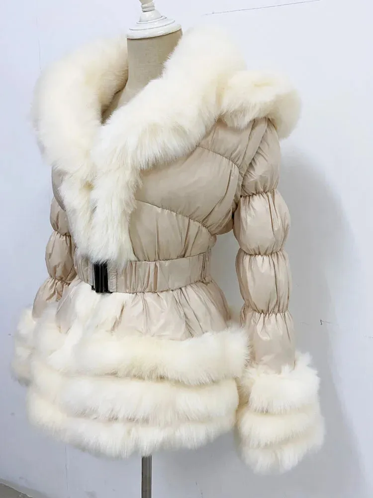 ZADORIN Winter Coat Women New Fashion Faux Fur Coat Detachable Sleeves Hood Duck Down Coats Hooded Black Puffer Jacket Outwear
