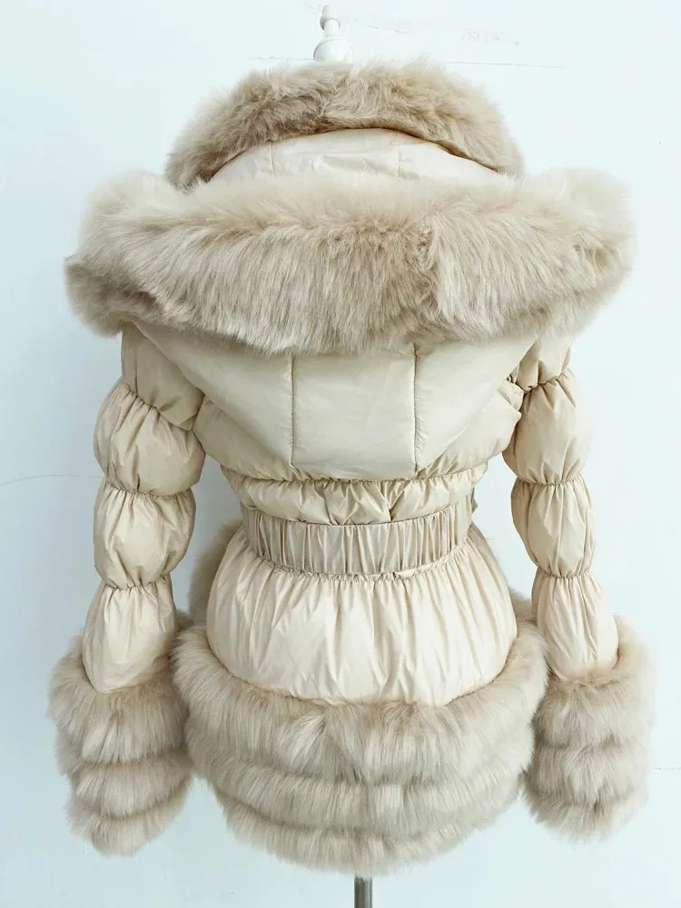 ZADORIN Winter Coat Women New Fashion Faux Fur Coat Detachable Sleeves Hood Duck Down Coats Hooded Black Puffer Jacket Outwear
