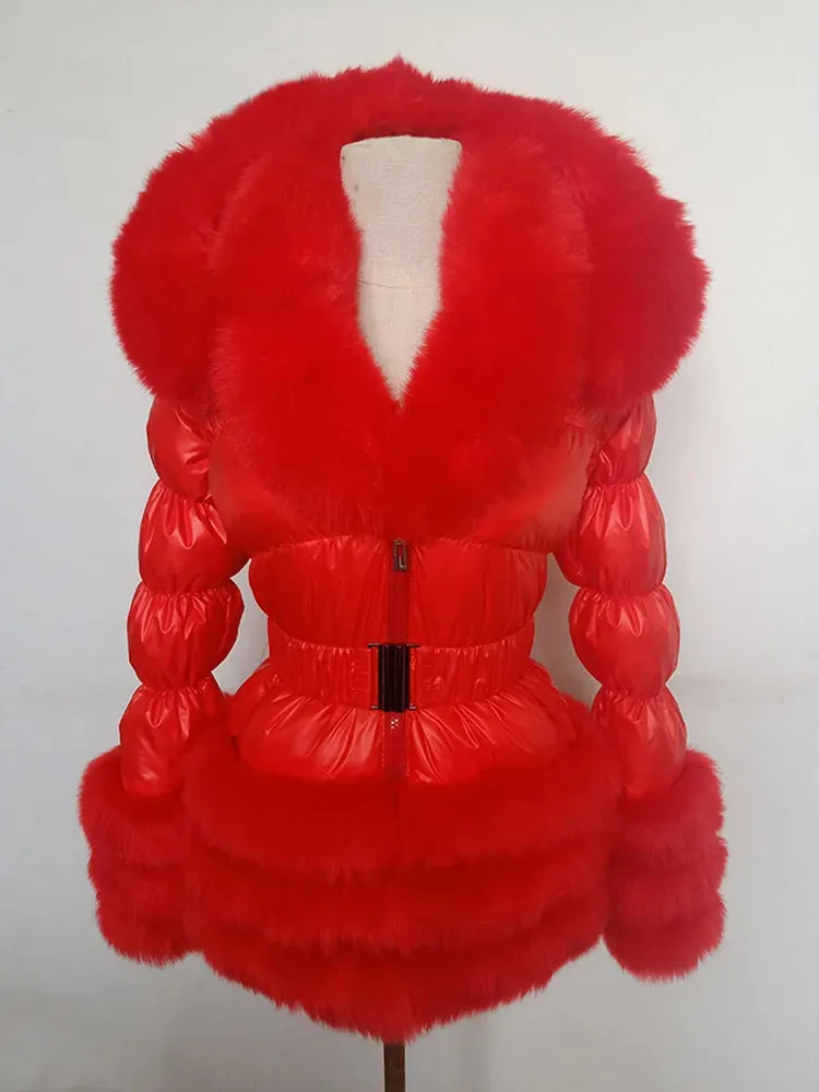 ZADORIN Winter Coat Women New Fashion Faux Fur Coat Detachable Sleeves Hood Duck Down Coats Hooded Black Puffer Jacket Outwear