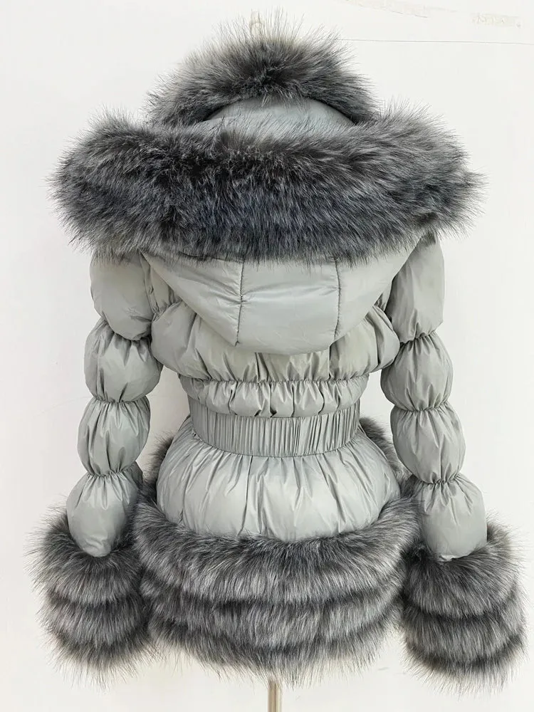ZADORIN Winter Coat Women New Fashion Faux Fur Coat Detachable Sleeves Hood Duck Down Coats Hooded Black Puffer Jacket Outwear