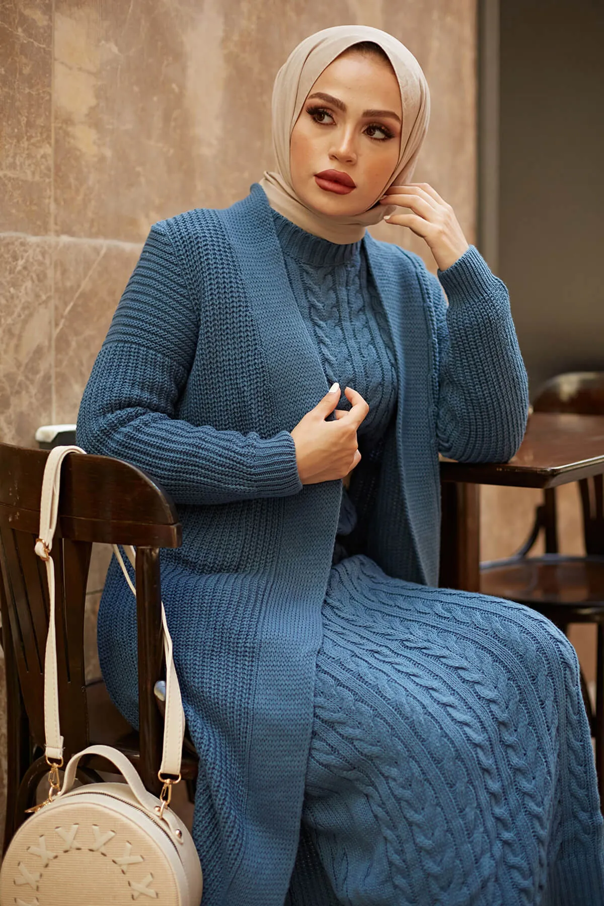 ZRF Women Knit indigo Cardigan Dress Suit - Stafford